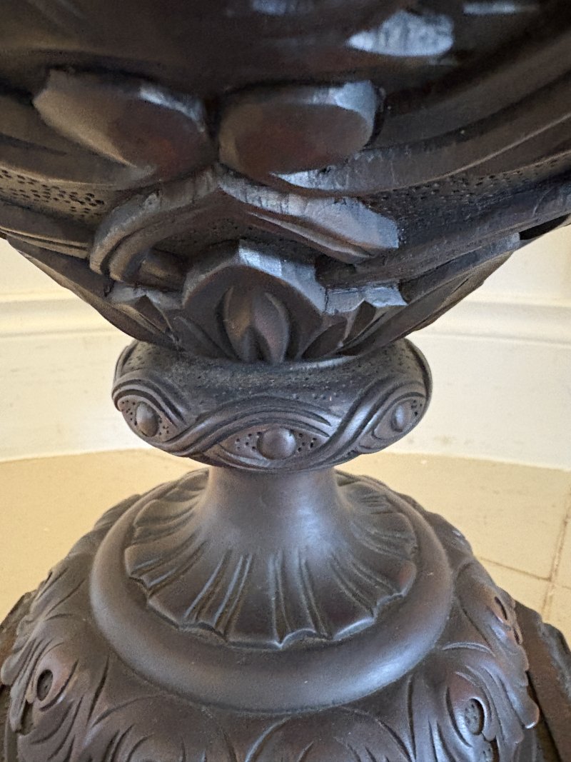 Large Magnificent Antique Pair of Carved Mahogany Urns - Image 16